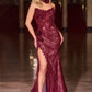 Ladivine CDS550 Fit and Flare Strapless Matching Chocker Evening Gown
