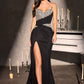 Ladivine CDS552 Star Glamour Luxurious Stretch Satin Fitted Formal Gown