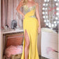 Ladivine CDS552 Star Glamour Luxurious Stretch Satin Fitted Formal Gown