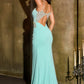 Ladivine CDS552 Star Glamour Luxurious Stretch Satin Fitted Formal Gown