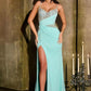 Ladivine CDS552 Star Glamour Luxurious Stretch Satin Fitted Formal Gown