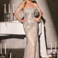 Ladivine CDS555 Cold Shoulder Fringe Fitted Formal Gown