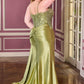Ladivine CDS556C Corset Bodice Fitted Plus Size Dress Satin Skirt Side Sash