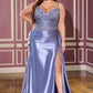 Ladivine CDS556C Corset Bodice Fitted Plus Size Dress Satin Skirt Side Sash