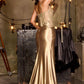 Ladivine CDS556 Embellished Corset Bodice Fitted Satin Skirt Side Sash