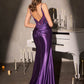 Ladivine CDS559 Fitted Corset Embellished Bodice Open Leg Slit Gown