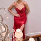Ladivine CDS559 Fitted Corset Embellished Bodice Open Leg Slit Gown