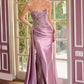 Ladivine CDS565 Sleek Satin Strapless Sweetheart Sequin Applique Gown