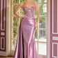 Ladivine CDS565 Sleek Satin Strapless Sweetheart Sequin Applique Gown