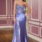 Ladivine CDS565 Sleek Satin Strapless Sweetheart Sequin Applique Gown