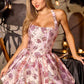 Ladivine CDS566 Fit and Flare Mini Metallic Floral Jacquard Dress