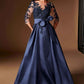 Ladivine CDS569 Three Quarter Sleeve Mikado Skirt A-Line Gown