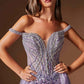 Ladivine CDS570 Fitted Formal Off Shoulder Gown with Detachable Skirt