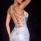Ladivine CDS571 Textured Shimmer Open Back Fitted Mini Dress