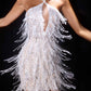 Ladivine CDS574 Fringe Beadwork Halter Fitted Mini Dress