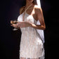 Ladivine CDS574 Fringe Beadwork Halter Fitted Mini Dress