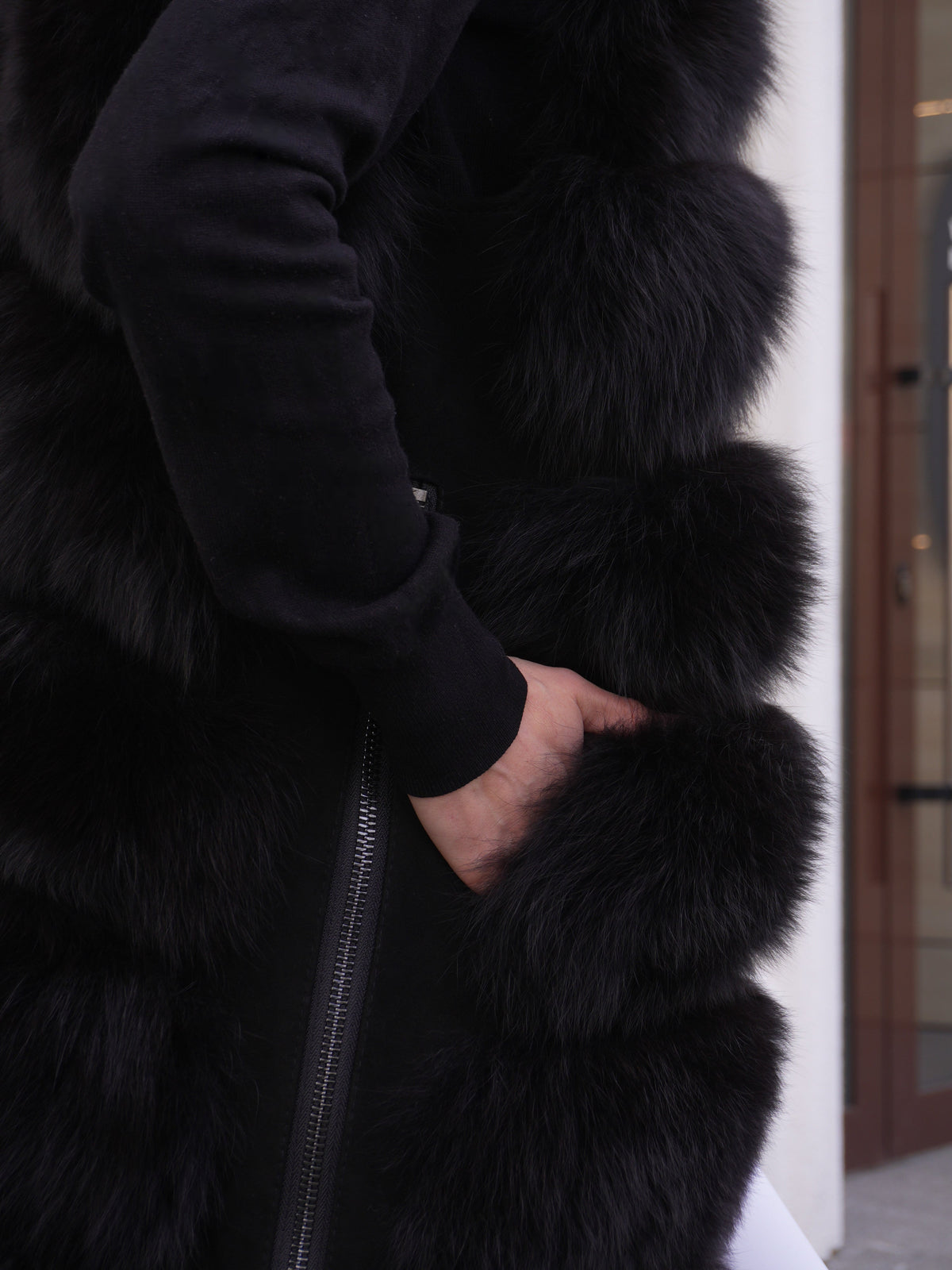Genuine polar fox fur vest by Alaska® Outerwear Company, 90 cm length