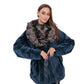 Calabria Genuine Astrakhan Silver Fox Trim Coat