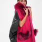 Saga®Furs Silver Fox Wool Alpaca Poncho Vest in Fuchsia