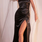 Ladivine CH031 Long Halter Satin Fitted Formal Dress