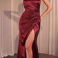 Ladivine CH031 Long Halter Satin Fitted Formal Dress