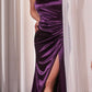 Ladivine CH031 Long Halter Satin Fitted Formal Dress