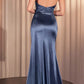 Ladivine CH031 Long Halter Satin Fitted Formal Dress