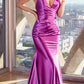 Ladivine CH062 Floor Length Sleeveless Fit and Flare Stretch Satin Gown