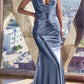 Ladivine CH062 Floor Length Sleeveless Fit and Flare Stretch Satin Gown