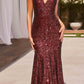 Ladivine CH066 Long Fitted Sequin Mermaid Gown