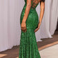 Ladivine CH066 Long Fitted Sequin Mermaid Gown