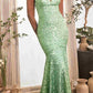 Ladivine CH066 Long Fitted Sequin Mermaid Gown