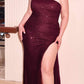 Ladivine CH077 Floor Length One Shoulder Fitted Sequin Evening Gown