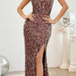 Cinderella Divine CH127 Floor Length Fitted Sequin Dress with Cut Outs