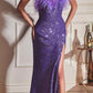 Cinderella Divine CH147 Feather Bodice Long Sequins Gown