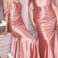 Cinderella Divine CH163C Strapless Off the Shoulder Fitted Gown