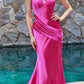Cinderella Divine CH164 Floor Length Fitted Satin One Shoulder  Dress