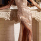 Cinderella Divine CH171 Cap Sleeve Long Sequins Fitted Gown