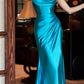 Cinderella Divine CH172 Long Satin Gown with Cowl Neckline and Slit