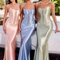Ladivine CH2602 Strapless Corset Bodice Two Piece Fitted Luxe Satin Gown