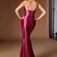 Ladivine CH2602 Strapless Corset Bodice Two Piece Fitted Luxe Satin Gown