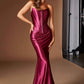 Ladivine CH2602 Strapless Corset Bodice Two Piece Fitted Luxe Satin Gown