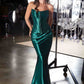 Ladivine CH2602 Strapless Corset Bodice Two Piece Fitted Luxe Satin Gown