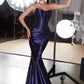 Ladivine CH2602 Strapless Corset Bodice Two Piece Fitted Luxe Satin Gown