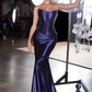 Ladivine CH2602 Strapless Corset Bodice Two Piece Fitted Luxe Satin Gown