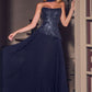 Ladivine CH2603 Strapless Crystal Embellished Corset A-Line Gown