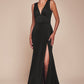 Ladivine CH395 Long Sleeveless V-Neckline Chiffon Dress