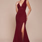 Ladivine CH395 Long Sleeveless V-Neckline Chiffon Dress