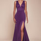 Ladivine CH395 Long Sleeveless V-Neckline Chiffon Dress