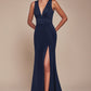 Ladivine CH395 Long Sleeveless V-Neckline Chiffon Dress